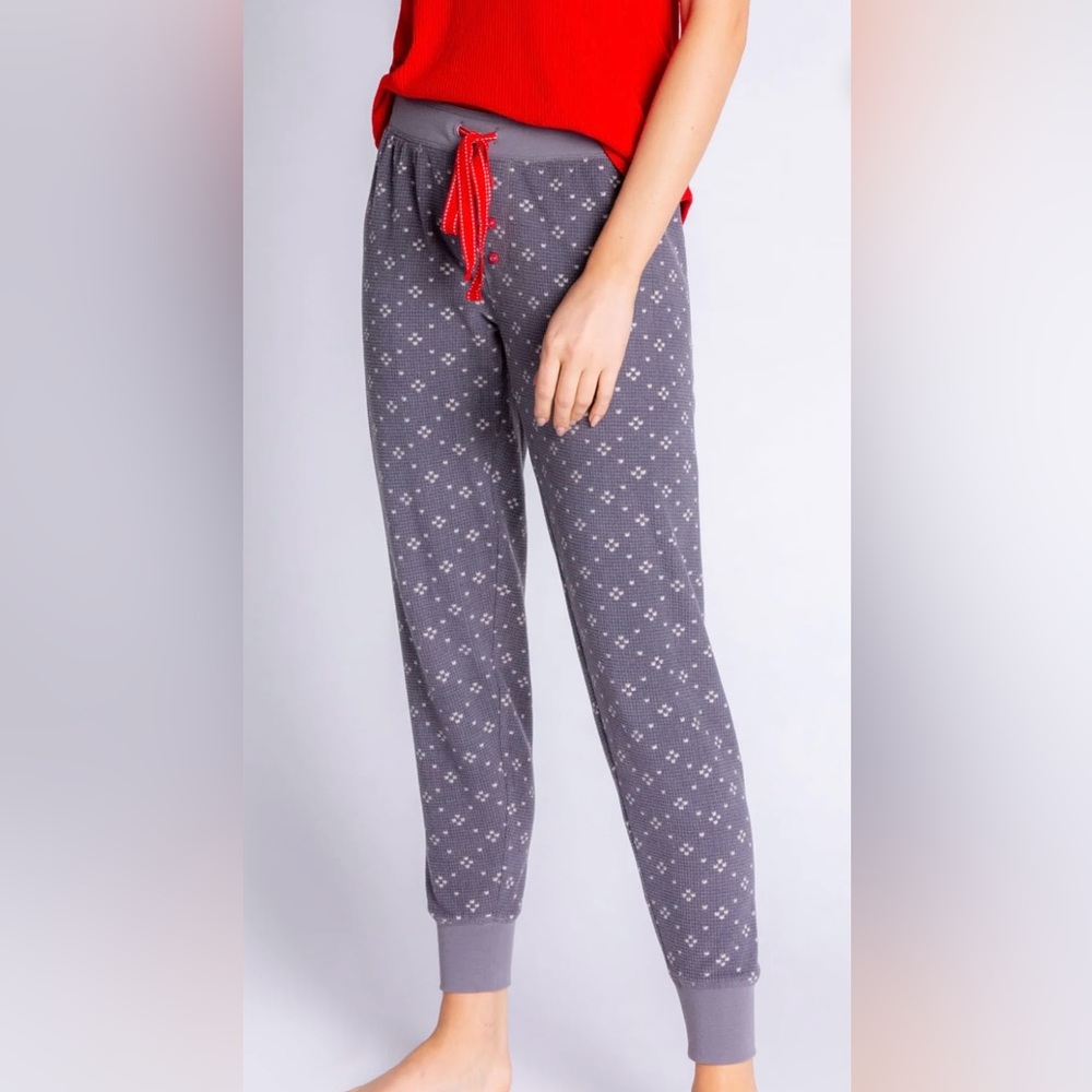 NWT PJ Salvage Frosted Fair Isle Snowflake Fleece Banded Jogger